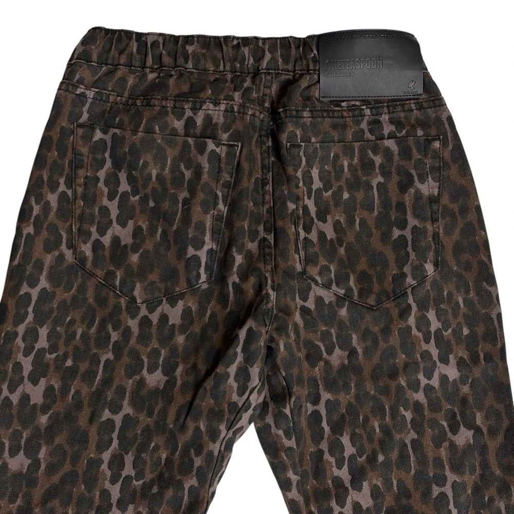 NWT OneTeaspoon Pants Sz XS Bronze Leo B Leopard  Shabbies Cotton Elastic Waist - Picture 11 of 16